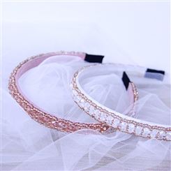 法式复古镶钻水晶珍珠发箍 网红简约气质 手工制作 支持加盟合作